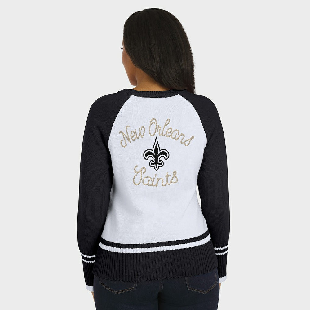 New Orleans Saints WEAR by Erin Andrews Women's Colorblock Raglan Sweater White/Black