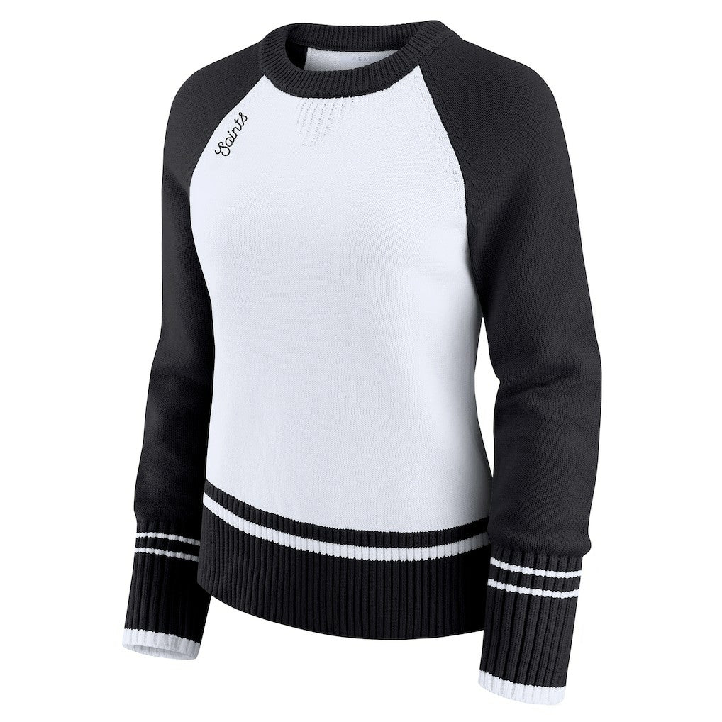 New Orleans Saints WEAR by Erin Andrews Women's Colorblock Raglan Sweater White/Black