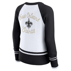 New Orleans Saints WEAR by Erin Andrews Women's Colorblock Raglan Sweater White/Black