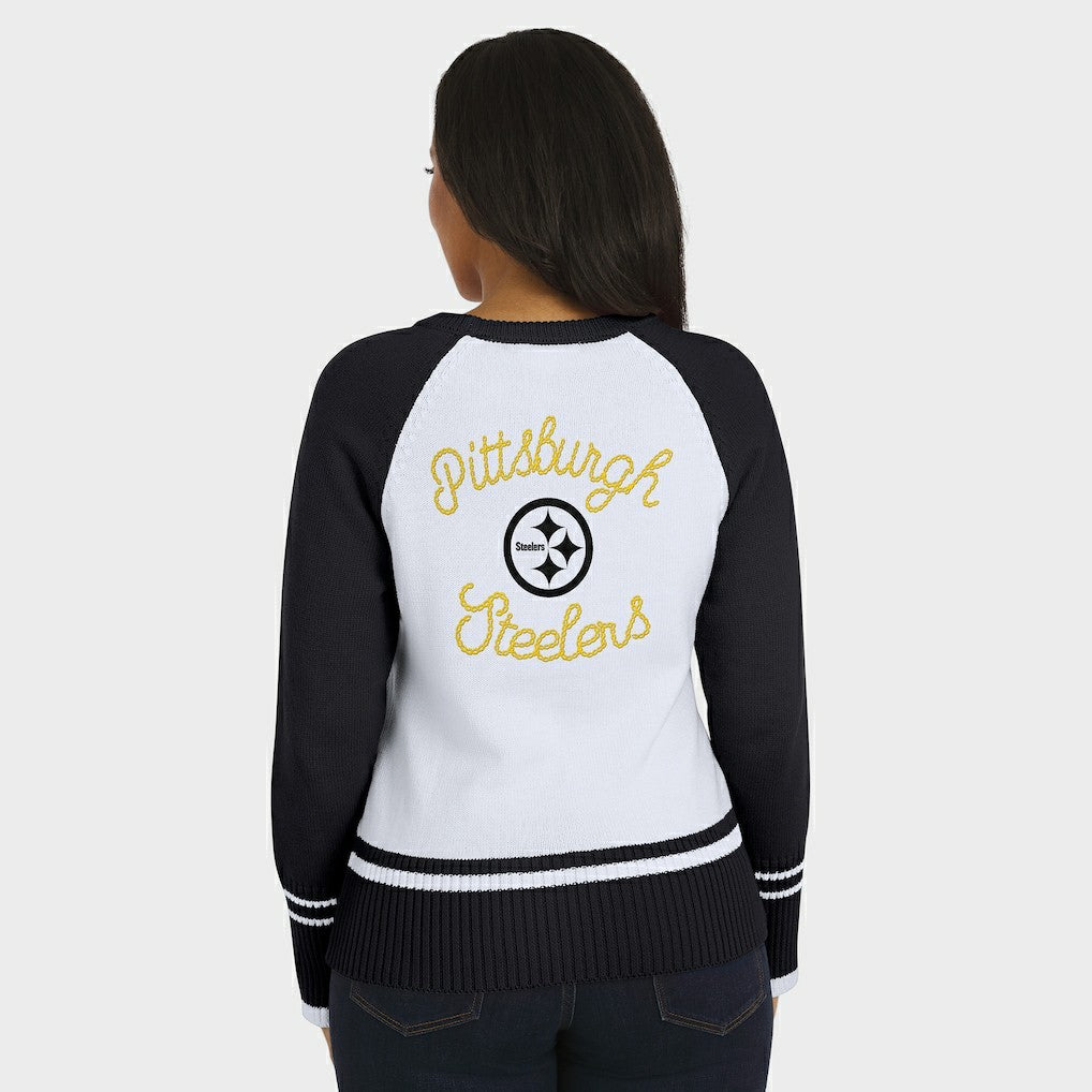 Pittsburgh Steelers WEAR by Erin Andrews Women's Colorblock Raglan Sweater White/Black