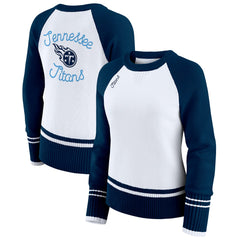 Tennessee Titans WEAR by Erin Andrews Women's Colorblock Raglan Sweater White/Navy