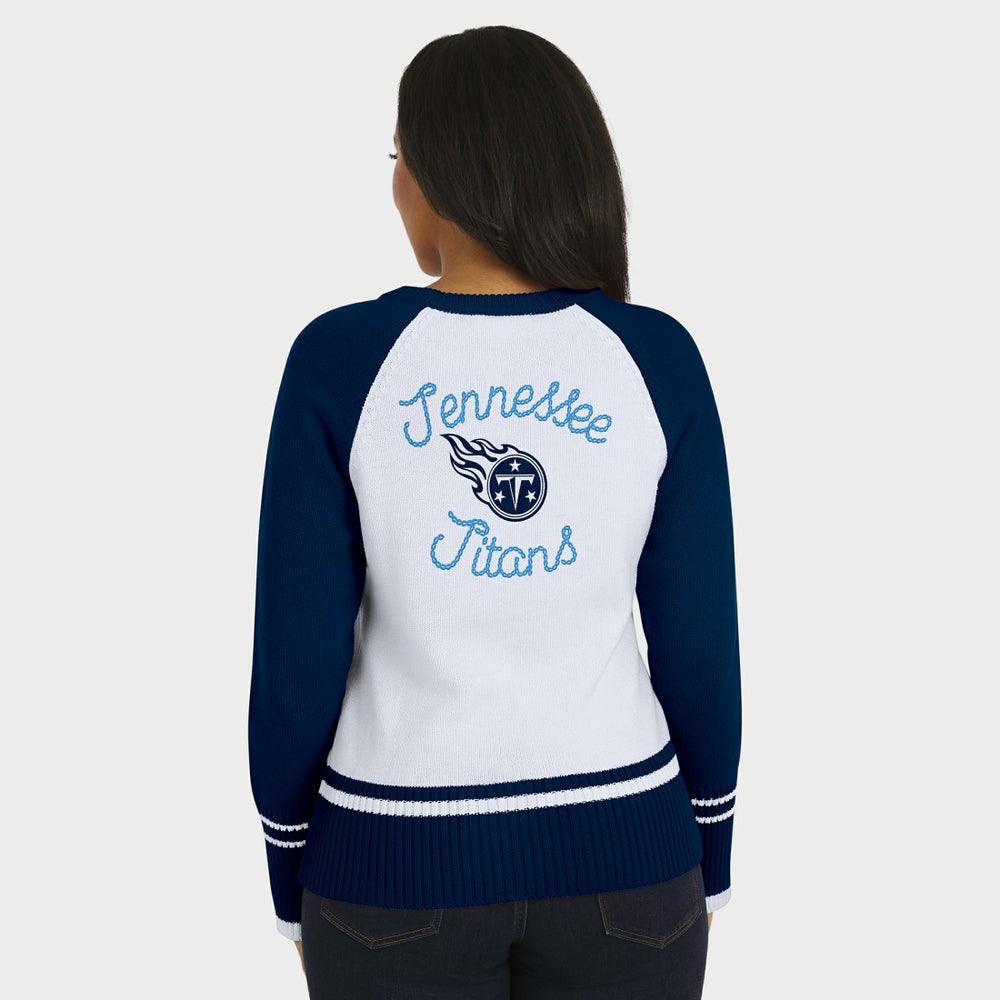 Tennessee Titans WEAR by Erin Andrews Women's Colorblock Raglan Sweater White/Navy