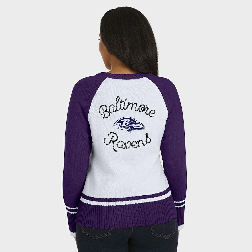 Baltimore Ravens WEAR by Erin Andrews Women's Colorblock Raglan Sweater White/Purple