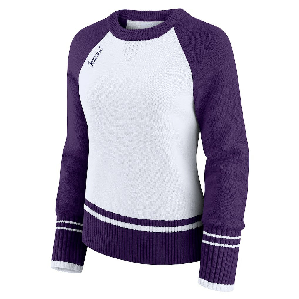 Baltimore Ravens WEAR by Erin Andrews Women's Colorblock Raglan Sweater White/Purple