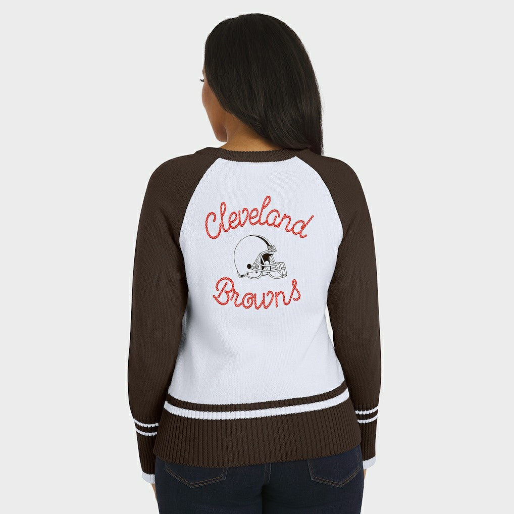 Cleveland Browns WEAR by Erin Andrews Women's Colorblock Raglan Sweater White/Brown