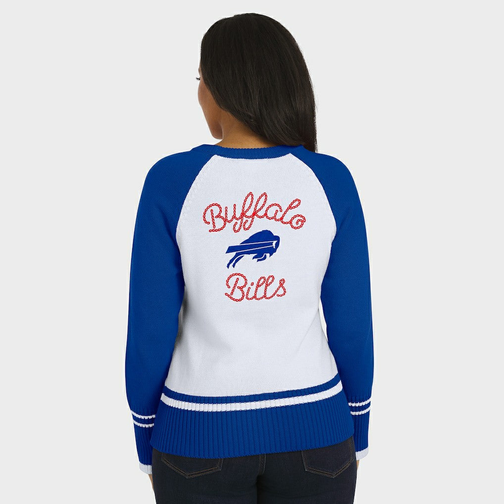 Buffalo Bills WEAR by Erin Andrews Women's Colorblock Raglan Sweater White/Royal