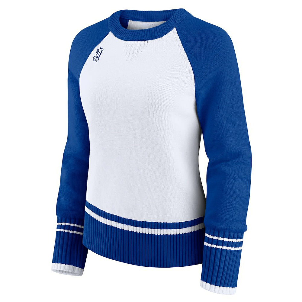 Buffalo Bills WEAR by Erin Andrews Women's Colorblock Raglan Sweater White/Royal