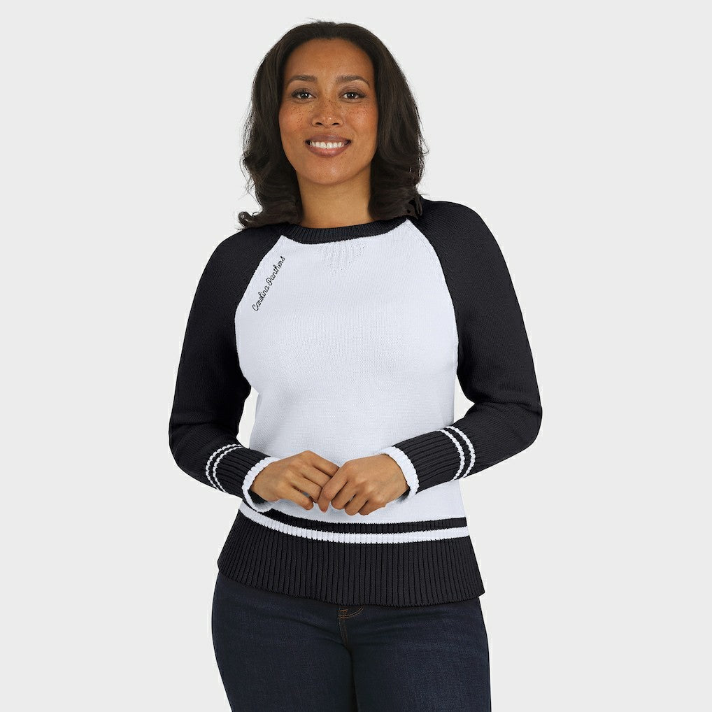 Carolina Panthers WEAR by Erin Andrews Women's Colorblock Raglan Sweater White/Black