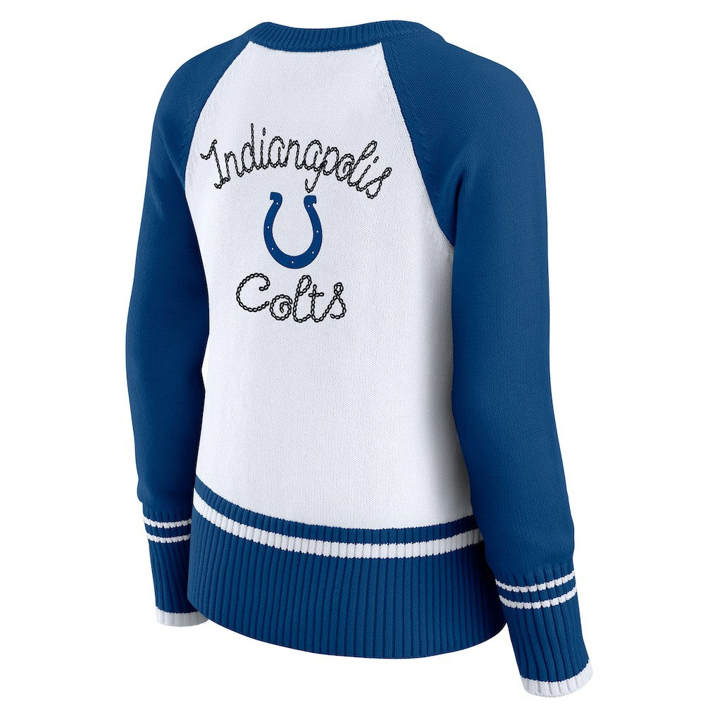 Indianapolis Colts WEAR by Erin Andrews Women's Colorblock Raglan Sweater White/Royal