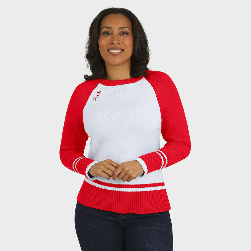 Kansas City Chiefs WEAR by Erin Andrews Women's Colorblock Raglan Sweater White/Red