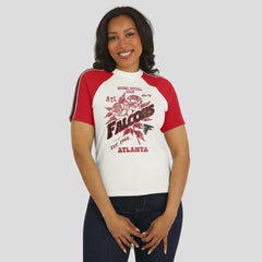 Atlanta Falcons WEAR by Erin Andrews Women's Sleeve Stripe Distressed Raglan T-Shirt White