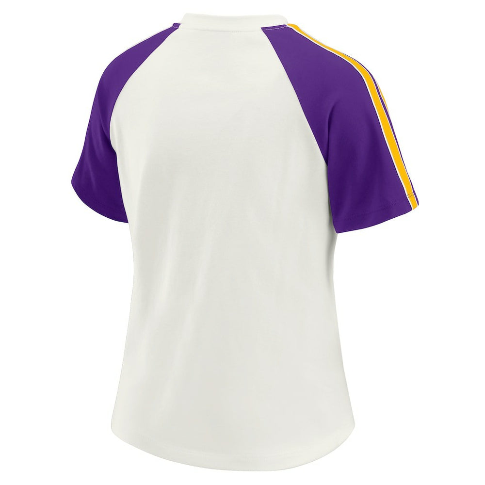 Minnesota Vikings WEAR by Erin Andrews Women's Sleeve Stripe Distressed Raglan T-Shirt White