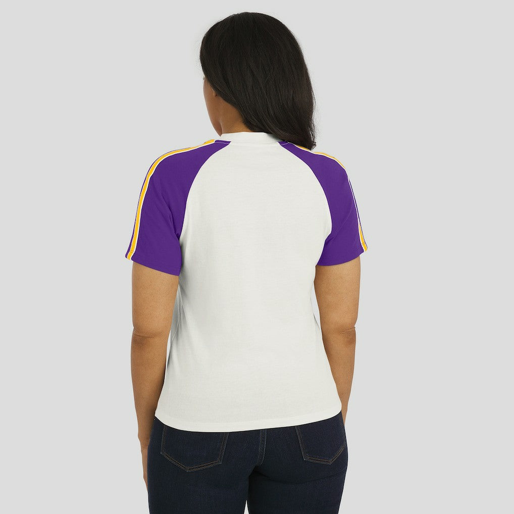 Minnesota Vikings WEAR by Erin Andrews Women's Sleeve Stripe Distressed Raglan T-Shirt White