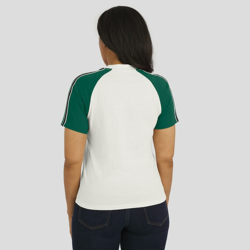 New York Jets WEAR by Erin Andrews Women's Sleeve Stripe Distressed Raglan T-Shirt White