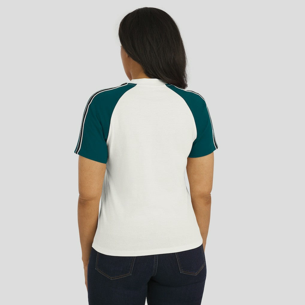 Philadelphia Eagles WEAR by Erin Andrews Women's Sleeve Stripe Distressed Raglan T-Shirt White