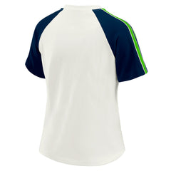 Seattle Seahawks WEAR by Erin Andrews Women's Sleeve Stripe Distressed Raglan T-Shirt White
