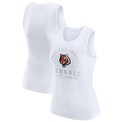 Cincinnati Bengals WEAR by Erin Andrews Women's Ribbed Graphic Tank Top White