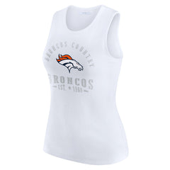 Denver Broncos WEAR by Erin Andrews Women's Ribbed Graphic Tank Top White