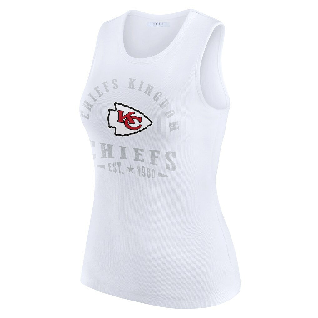 Kansas City Chiefs WEAR by Erin Andrews Women's Ribbed Graphic Tank Top White