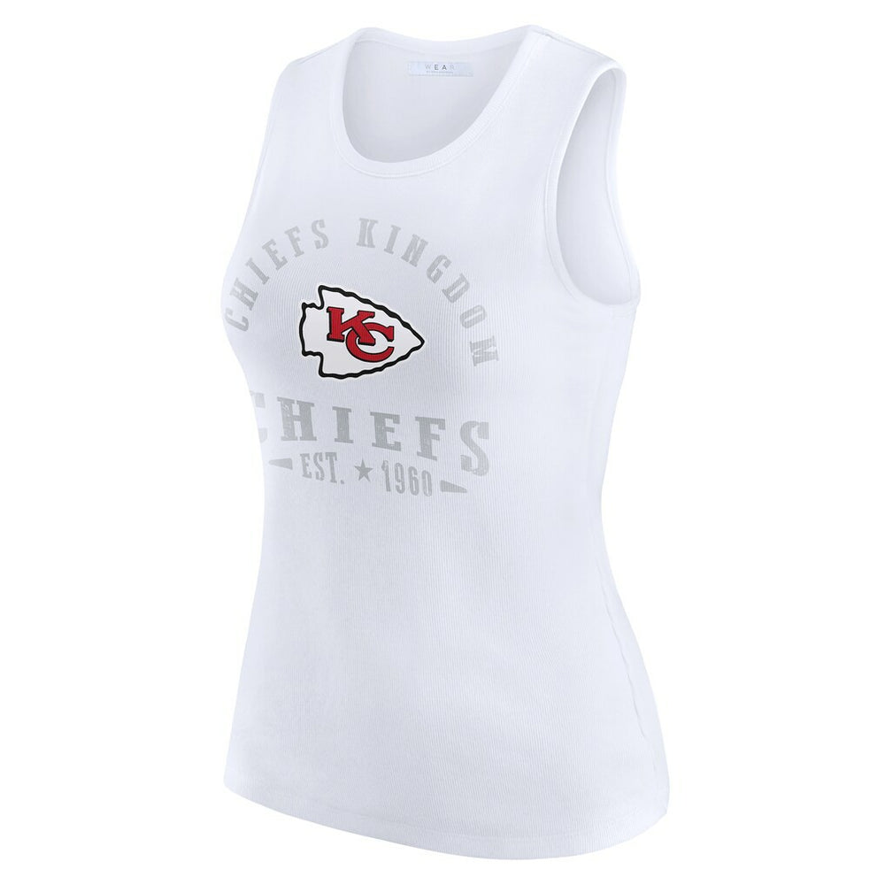 Kansas City Chiefs WEAR by Erin Andrews Women's Ribbed Graphic Tank Top White