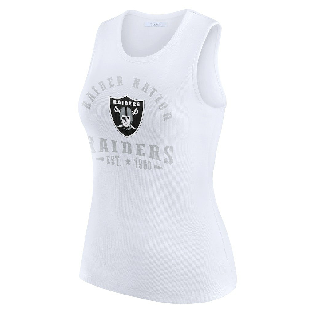 Las Vegas Raiders WEAR by Erin Andrews Women's Ribbed Graphic Tank Top White