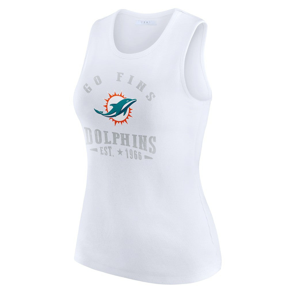 Miami Dolphins WEAR by Erin Andrews Women's Ribbed Graphic Tank Top White