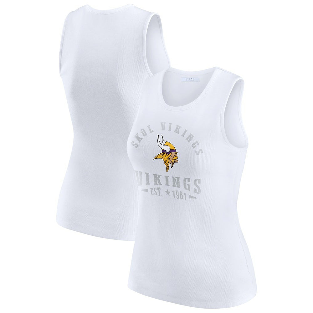 Minnesota Vikings WEAR by Erin Andrews Women's Ribbed Graphic Tank Top White