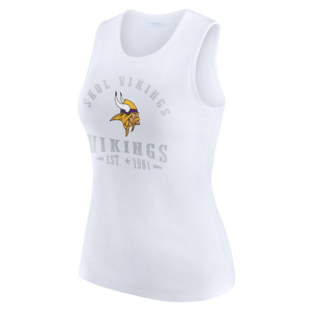 Minnesota Vikings WEAR by Erin Andrews Women's Ribbed Graphic Tank Top White