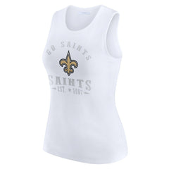 New Orleans Saints WEAR by Erin Andrews Women's Ribbed Graphic Tank Top White