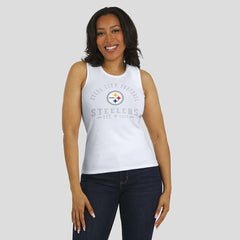 Pittsburgh Steelers WEAR by Erin Andrews Women's Ribbed Graphic Tank Top White