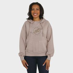 Miami Dolphins WEAR by Erin Andrews Women's Washed Pullover Crewdie Tan