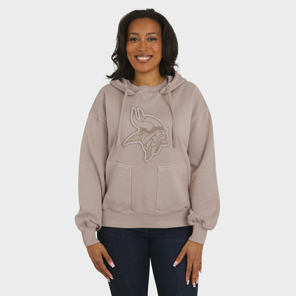 Minnesota Vikings WEAR by Erin Andrews Women's Washed Pullover Crewdie Tan