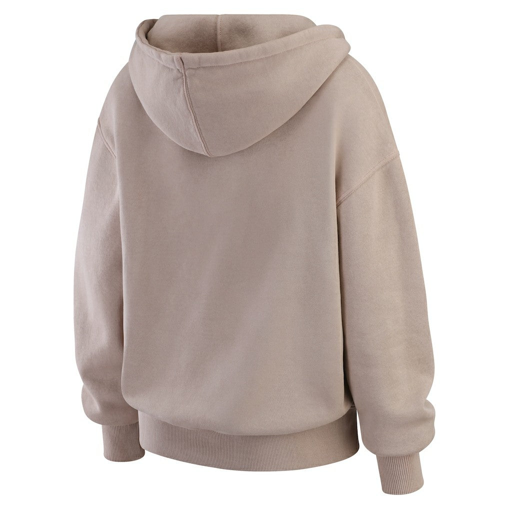 Cleveland Browns WEAR by Erin Andrews Women's Washed Pullover Crewdie Tan
