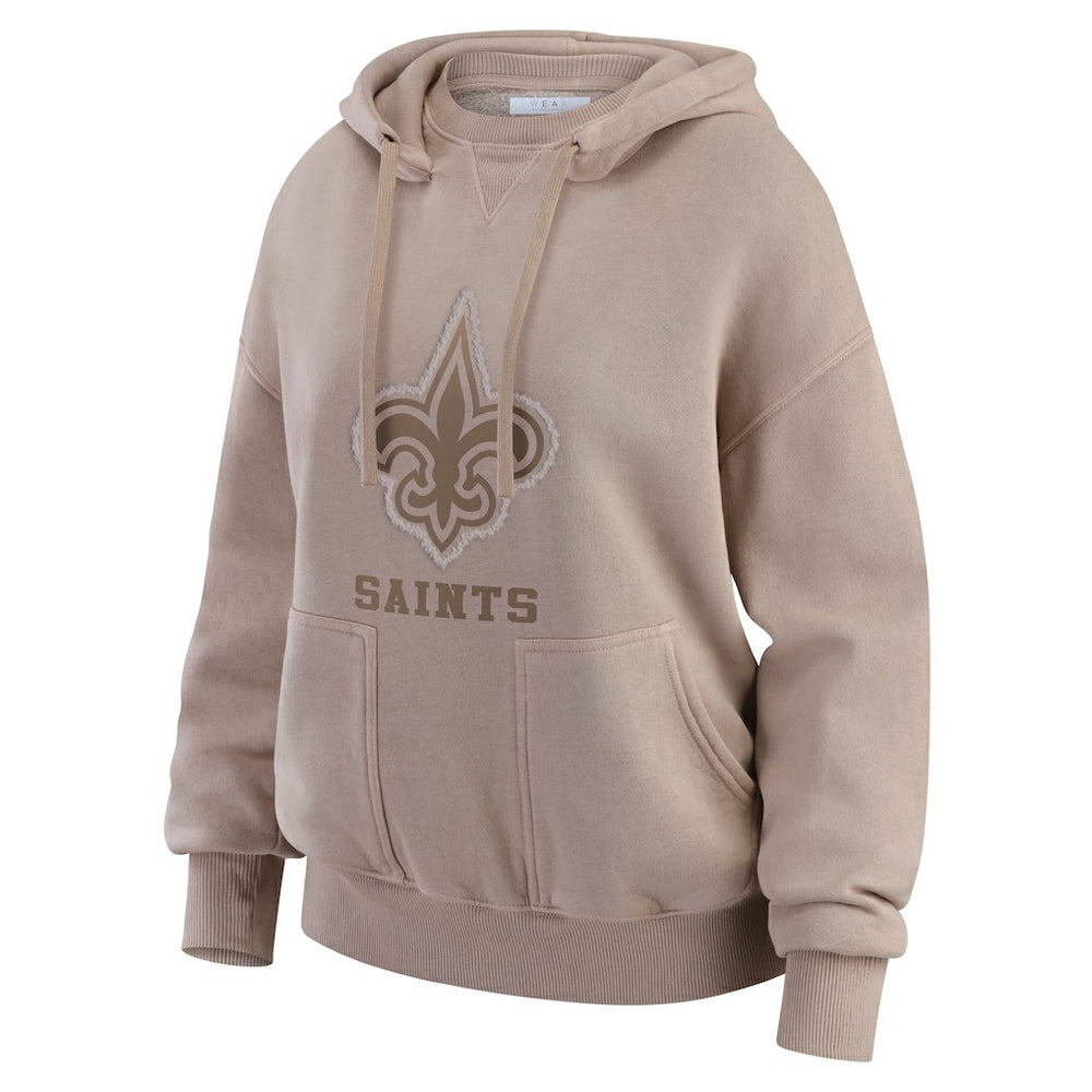 New Orleans Saints WEAR by Erin Andrews Women's Washed Pullover Crewdie Tan