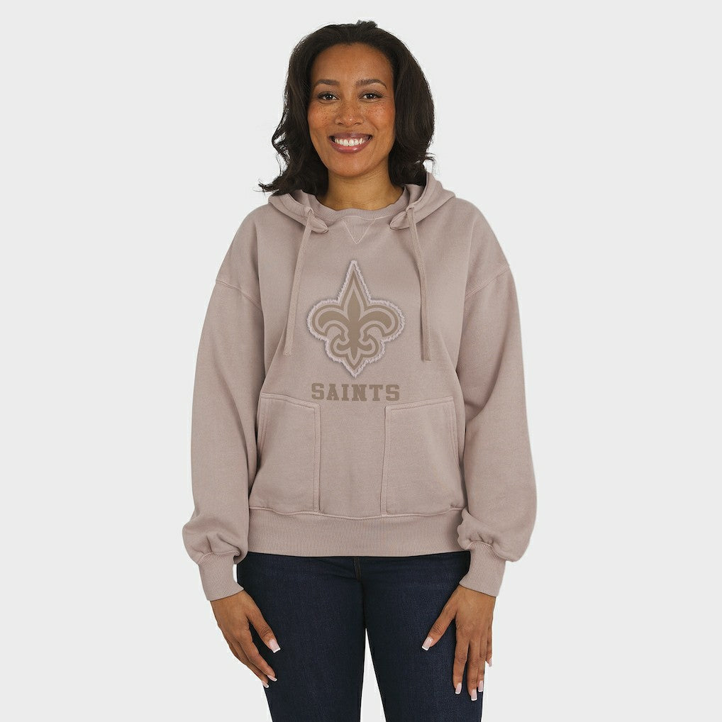 New Orleans Saints WEAR by Erin Andrews Women's Washed Pullover Crewdie Tan