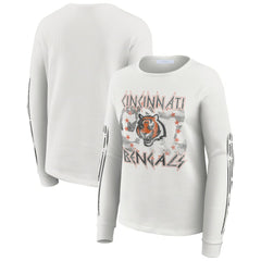 Cincinnati Bengals WEAR by Erin Andrews Women's Graphic Waffle Long-Sleeve T-Shirt White