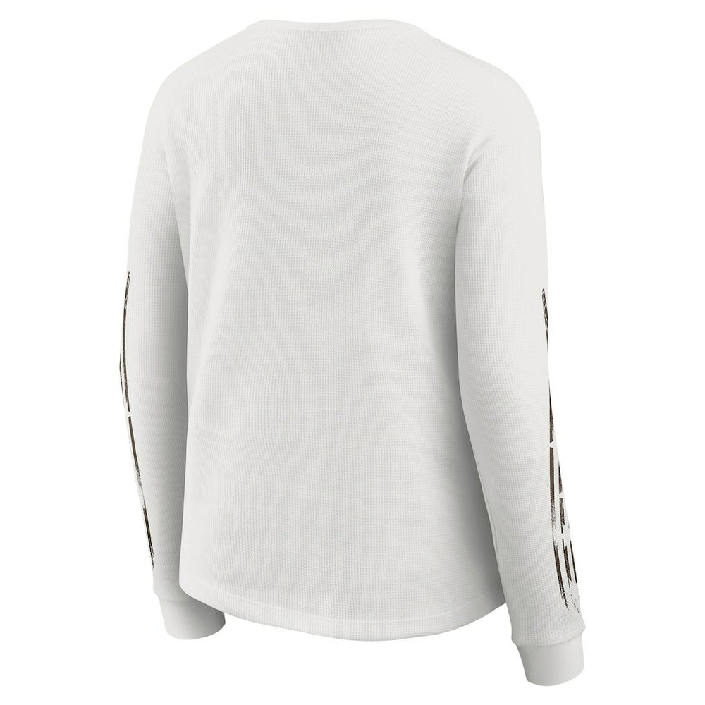 Cleveland Browns WEAR by Erin Andrews Women's Graphic Waffle Long-Sleeve T-Shirt White