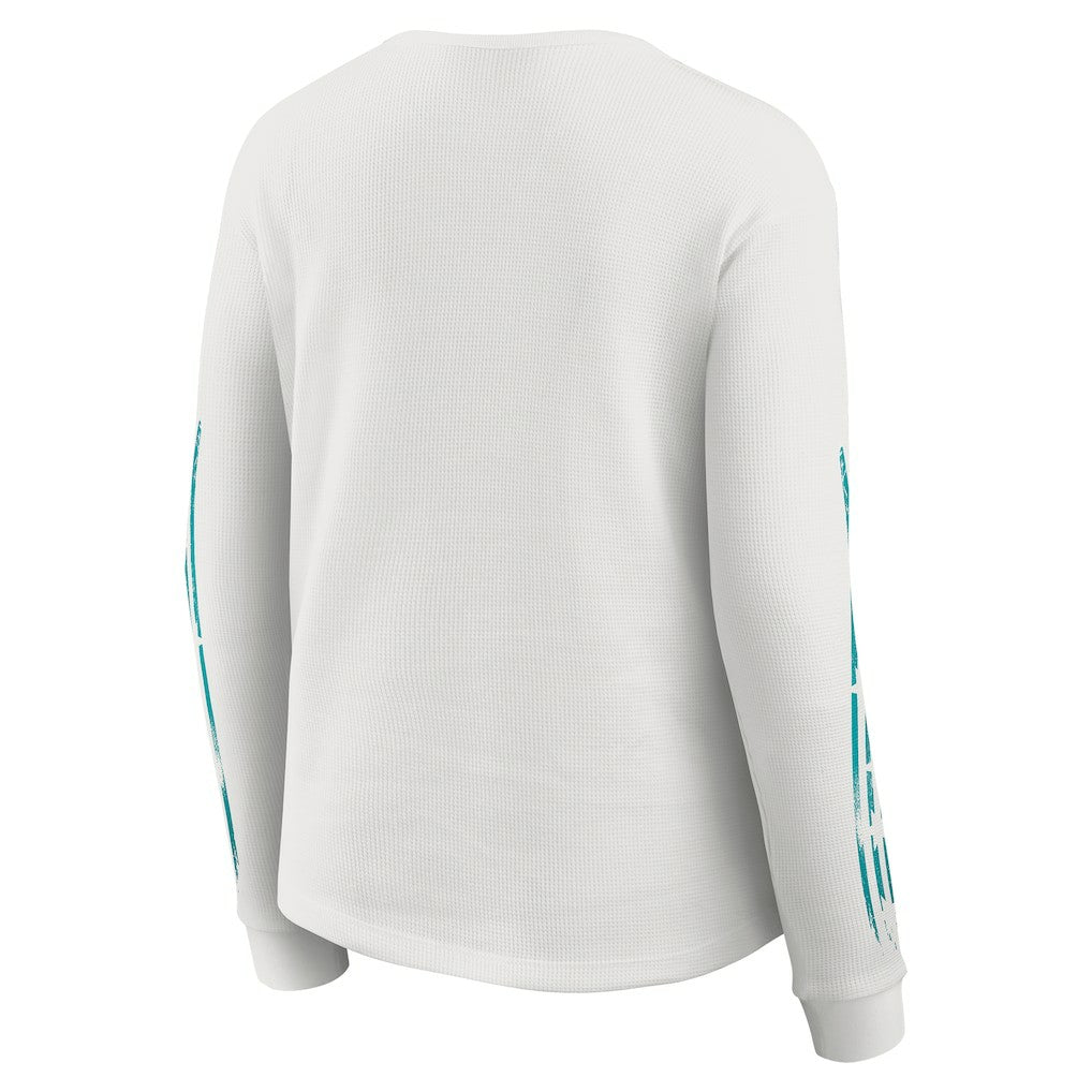 Miami Dolphins WEAR by Erin Andrews Women's Graphic Waffle Long-Sleeve T-Shirt White