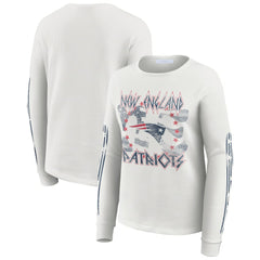 New England Patriots WEAR by Erin Andrews Women's Graphic Waffle Long-Sleeve T-Shirt White