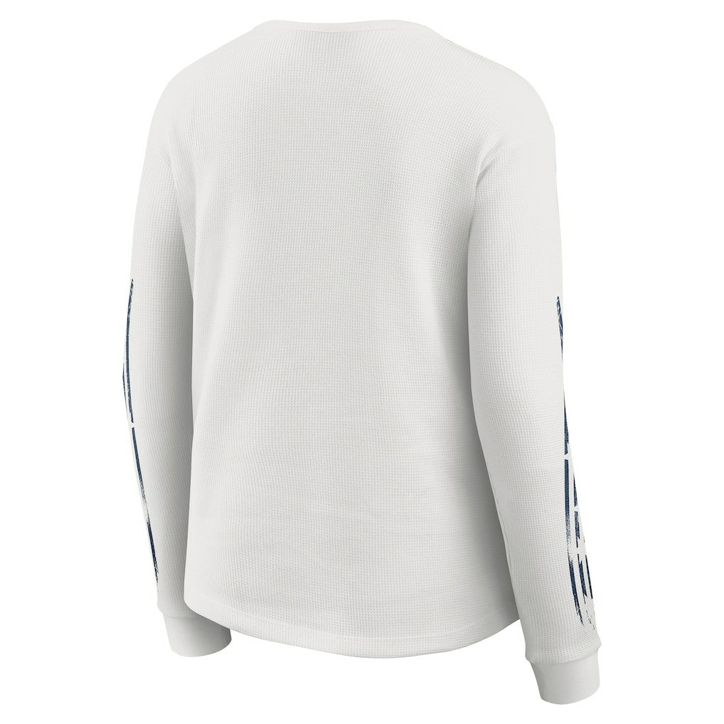New England Patriots WEAR by Erin Andrews Women's Graphic Waffle Long-Sleeve T-Shirt White