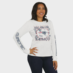 New England Patriots WEAR by Erin Andrews Women's Graphic Waffle Long-Sleeve T-Shirt White