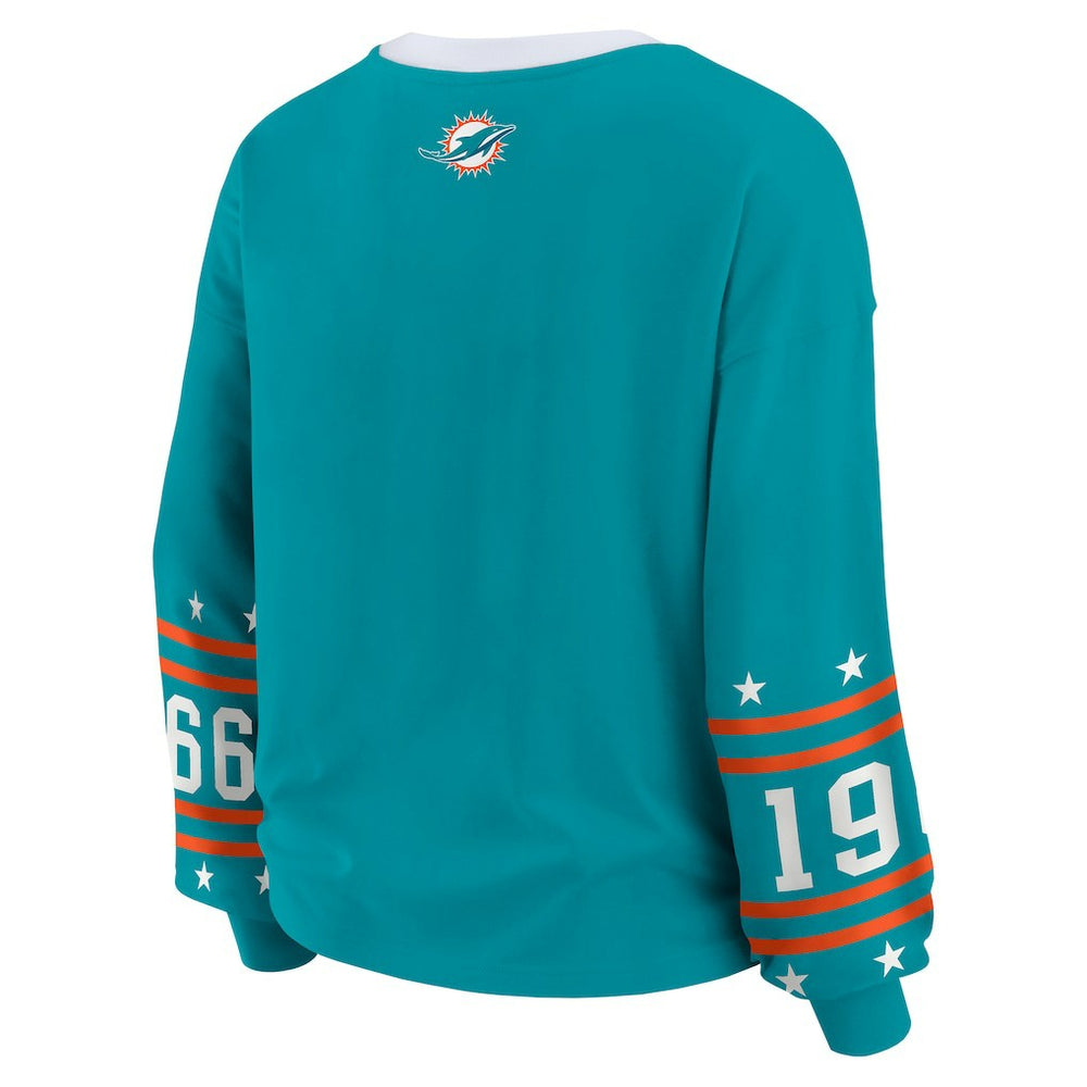 Miami Dolphins WEAR by Erin Andrews Women's Sport Long-Sleeve T-Shirt Aqua