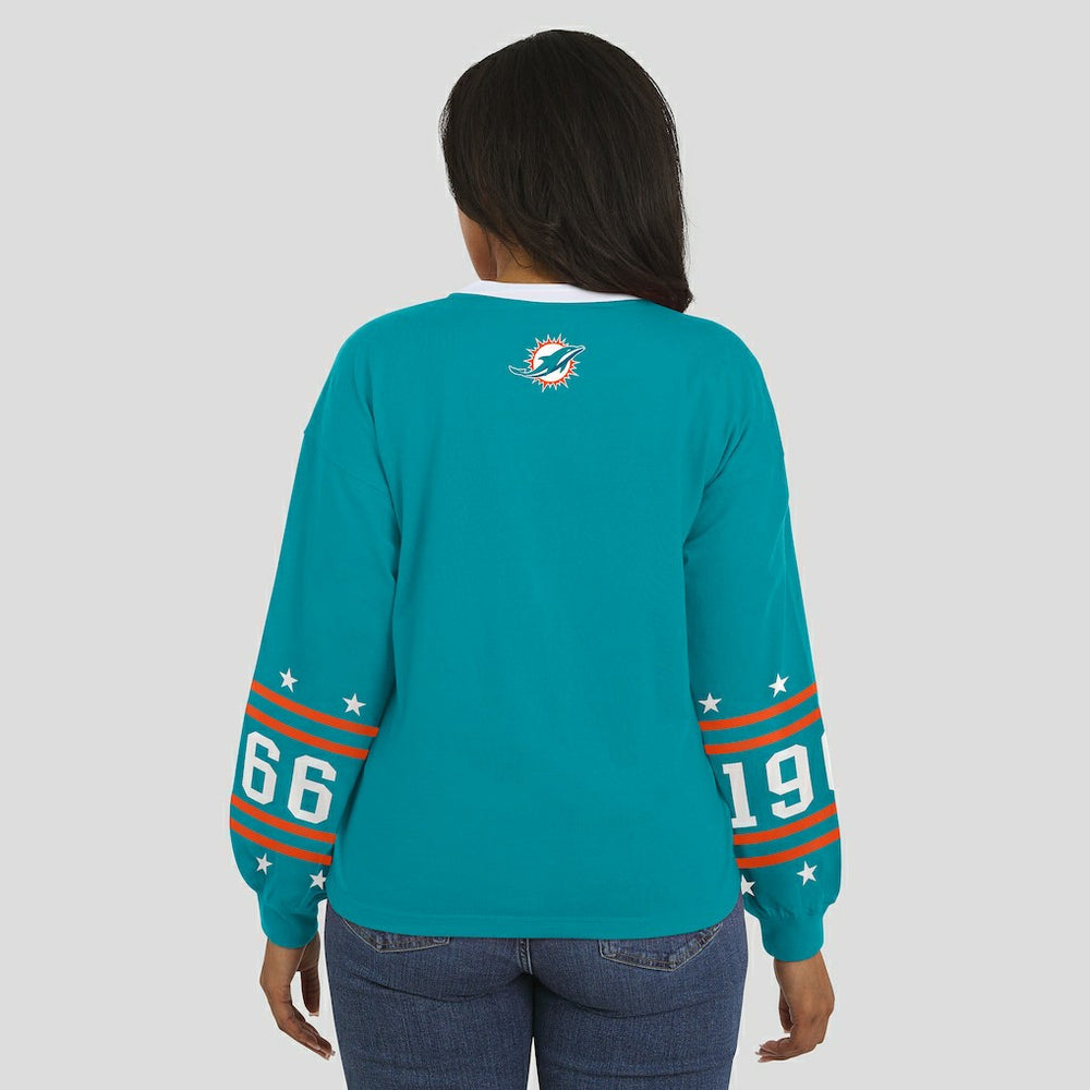 Miami Dolphins WEAR by Erin Andrews Women's Sport Long-Sleeve T-Shirt Aqua