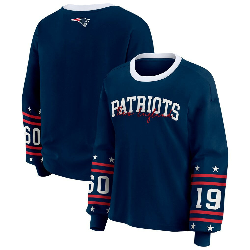 New England Patriots WEAR by Erin Andrews Women's Sport Long-Sleeve T-Shirt Navy