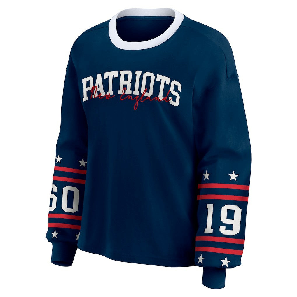 New England Patriots WEAR by Erin Andrews Women's Sport Long-Sleeve T-Shirt Navy