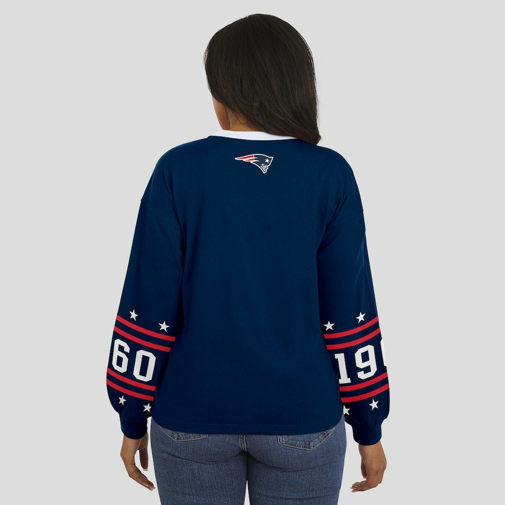 New England Patriots WEAR by Erin Andrews Women's Sport Long-Sleeve T-Shirt Navy