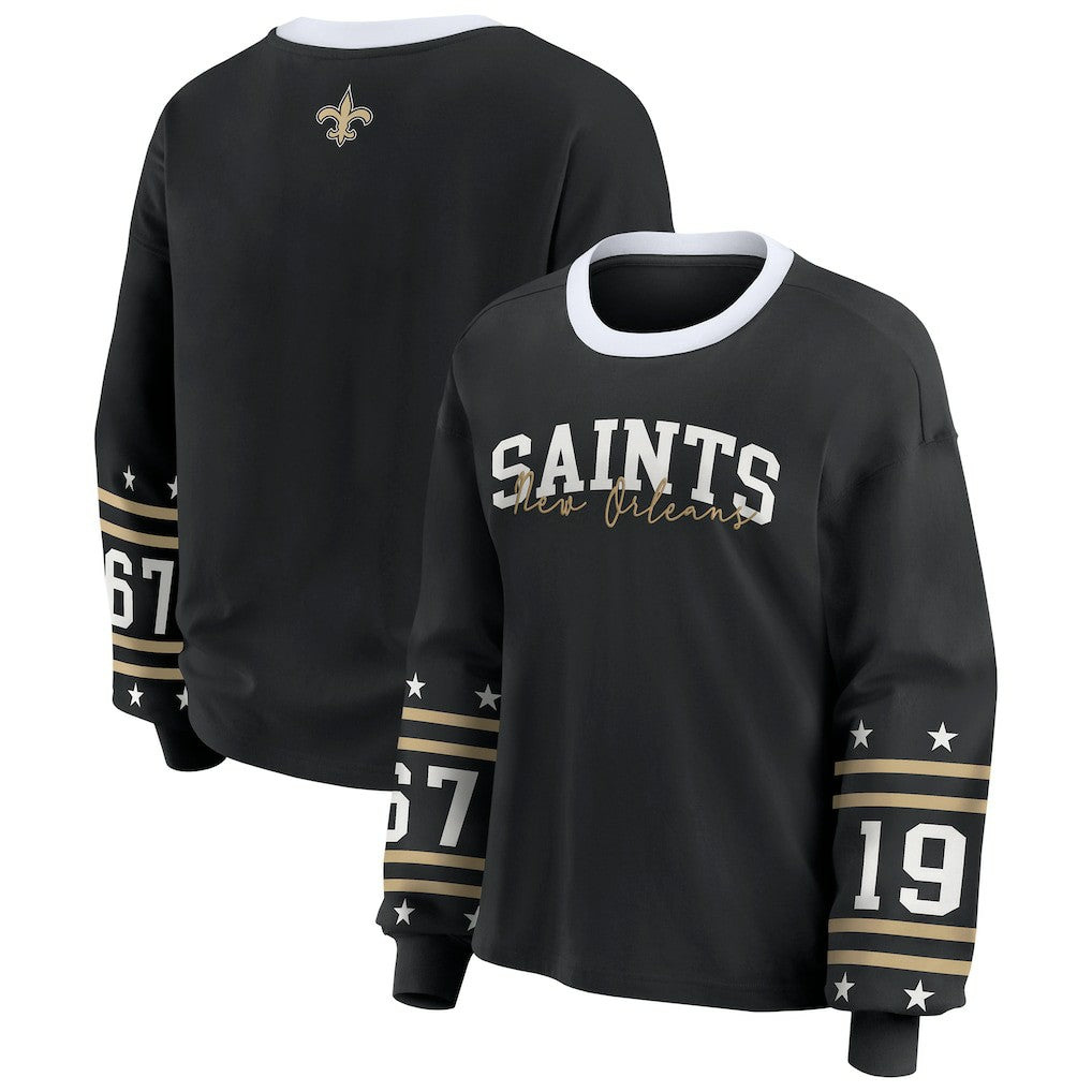 New Orleans Saints WEAR by Erin Andrews Women's Sport Long-Sleeve T-Shirt Black