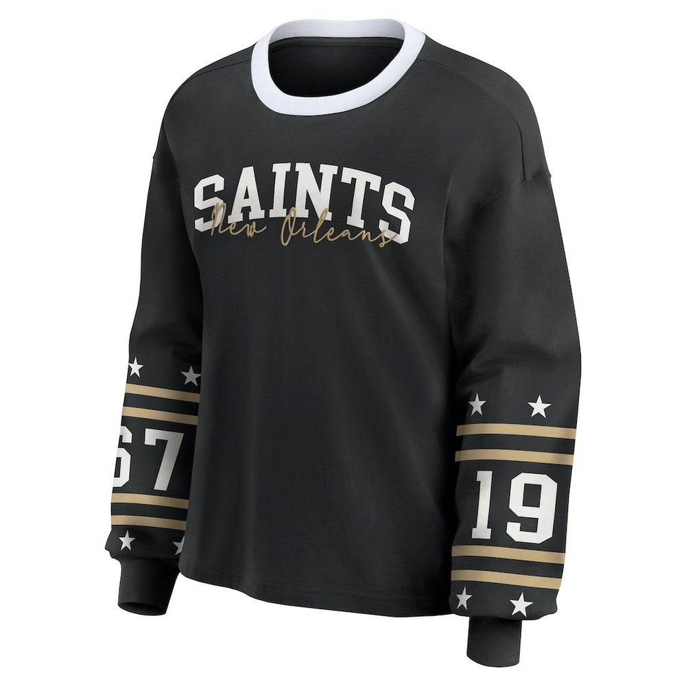 New Orleans Saints WEAR by Erin Andrews Women's Sport Long-Sleeve T-Shirt Black