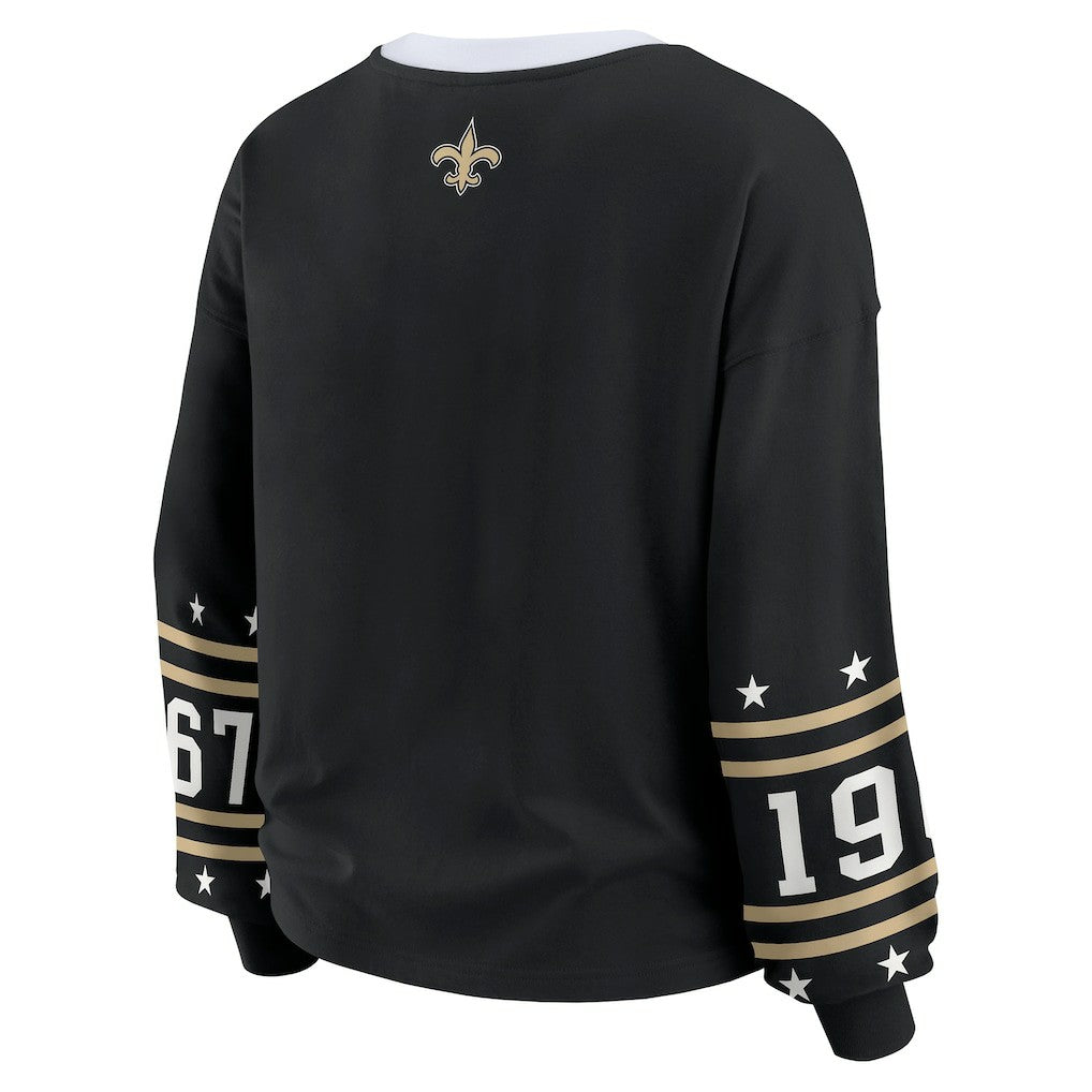 New Orleans Saints WEAR by Erin Andrews Women's Sport Long-Sleeve T-Shirt Black