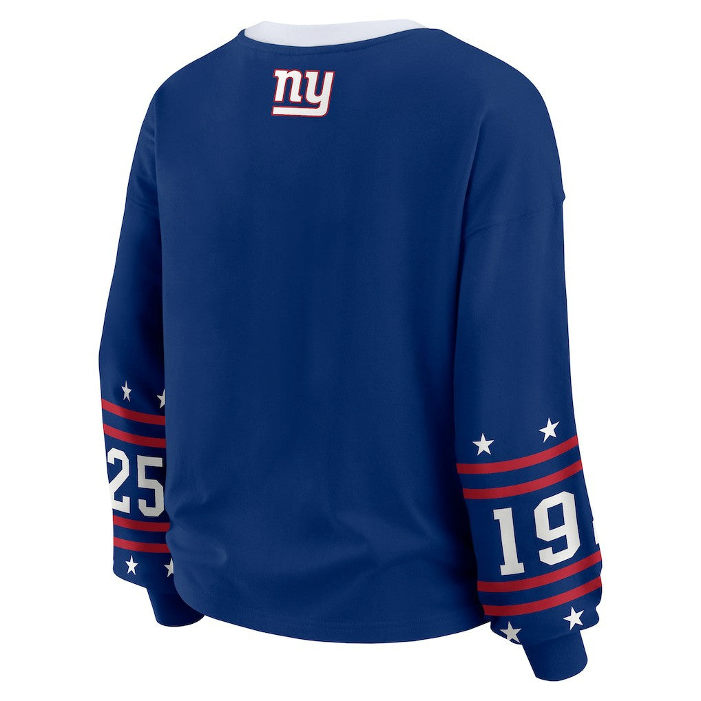 New York Giants WEAR by Erin Andrews Women's Sport Long-Sleeve T-Shirt Royal